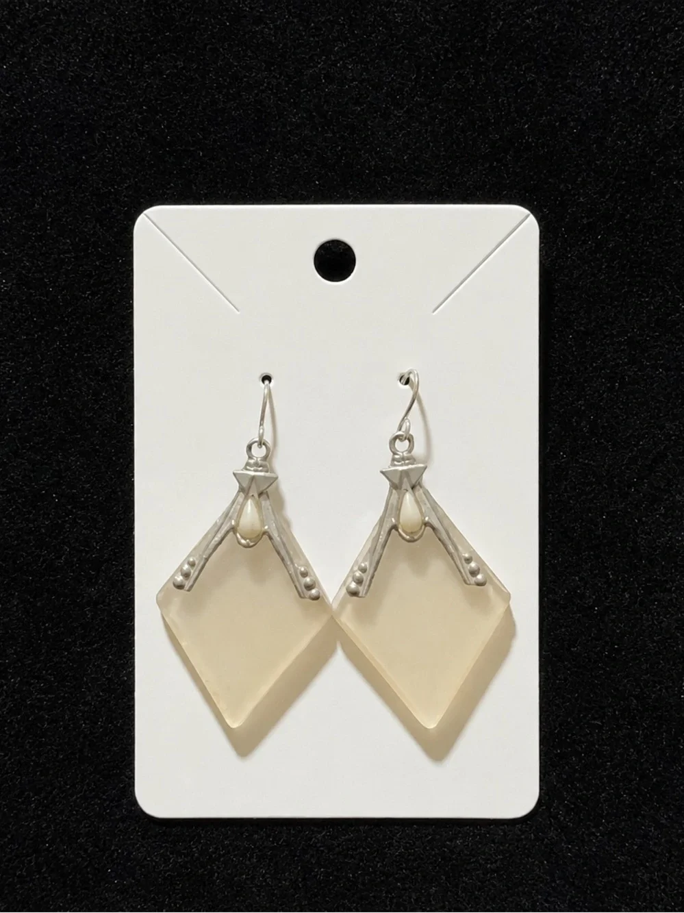 Vintage Art Deco Camphor Style Glass Dangle Earrings